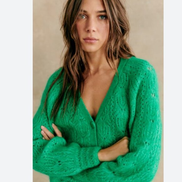 Sézane Joia Cardigan in Green - Picture 2 of 8